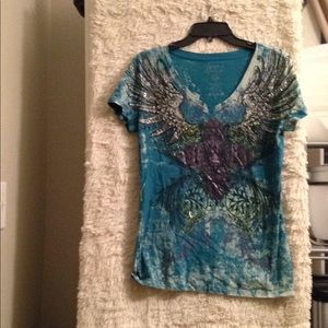 L turquoise top/w angel wings
